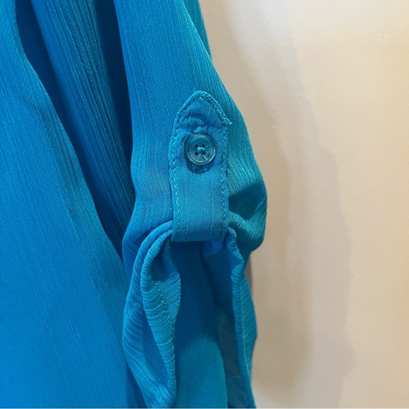 Express Peacock Blue Boho Sequin Blouse XS - Picture 5 of 5